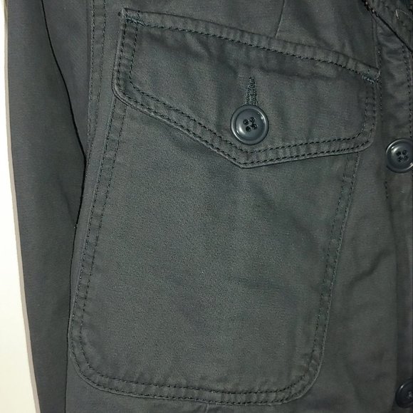 Abercrombie Charcoal Military Quilted Hoody Winter Jacket - Zip & Pull String - Picture 7 of 15